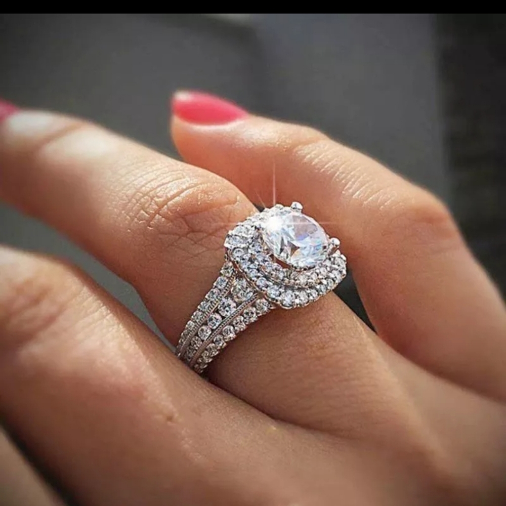 NEW 2021 New Luxury Round 925 Sterling Silver Ring Size 10